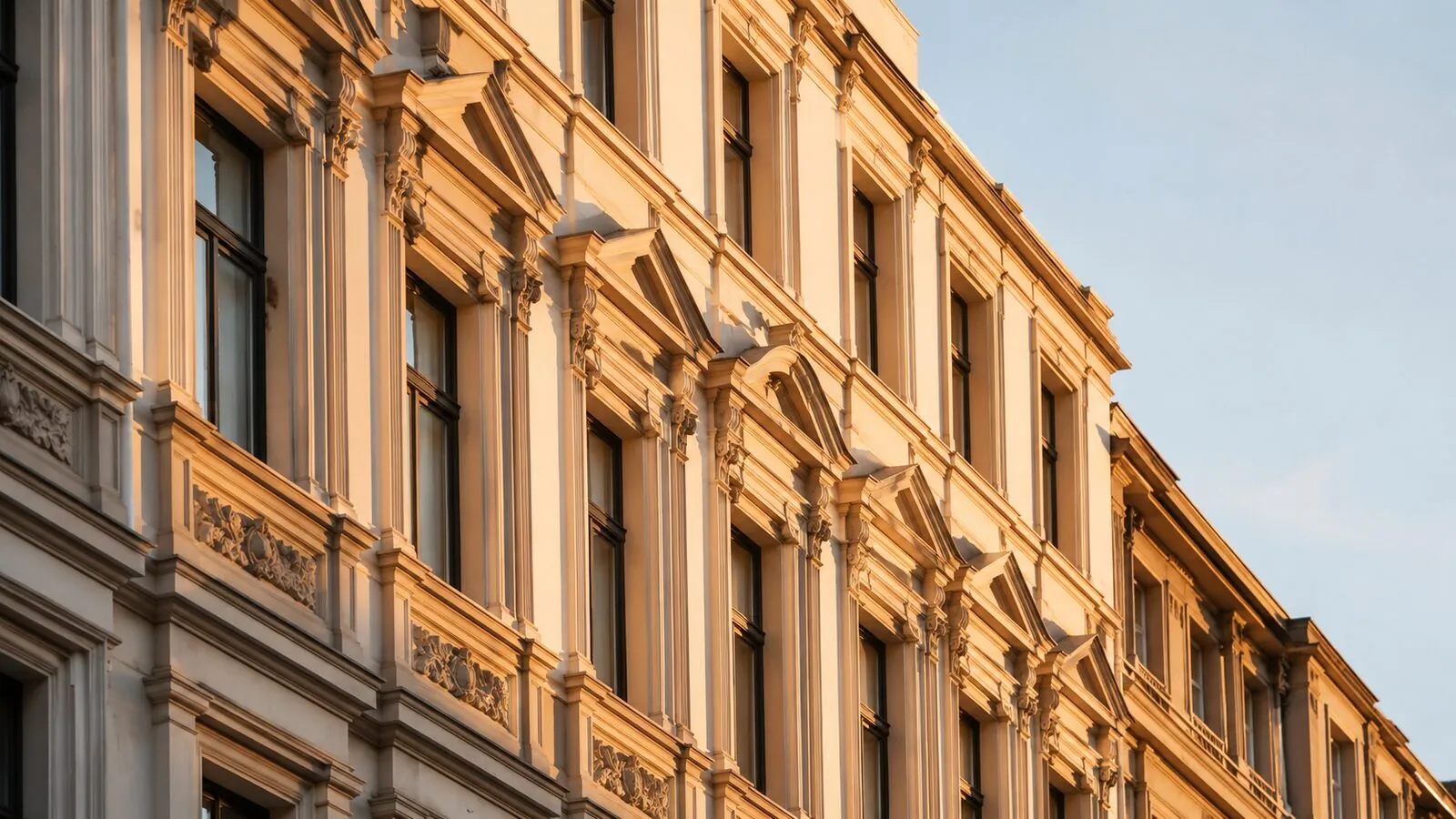 Sanierte Altbaufassade im Abendlicht – Immobilien als Kapitalanlage
